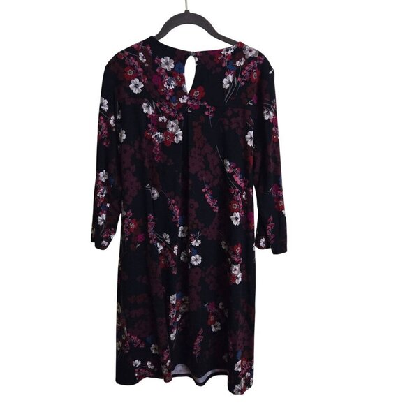 J. Jill Wearever Collection Dark Autumnal Floral 3/4 Sleeve Dress Size M - Picture 2 of 6
